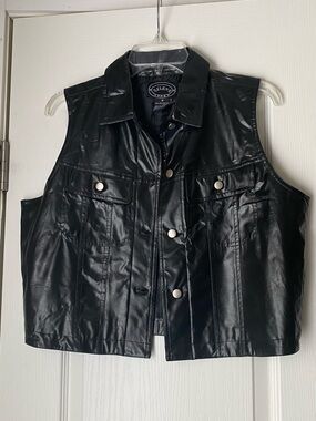 Selene Sport Black Faux Leather Sleeveless Vest